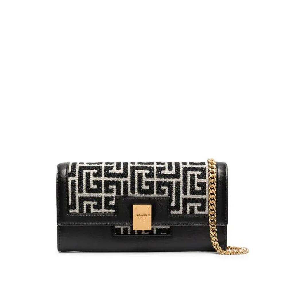 Balmain 1945 Monogram Jacquard Chain Wallet